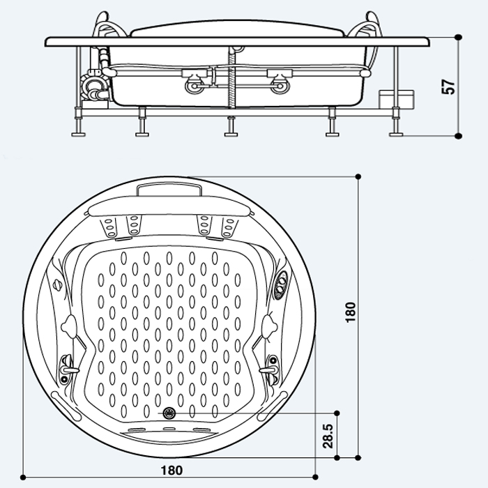 Круглое джакузи чертеж